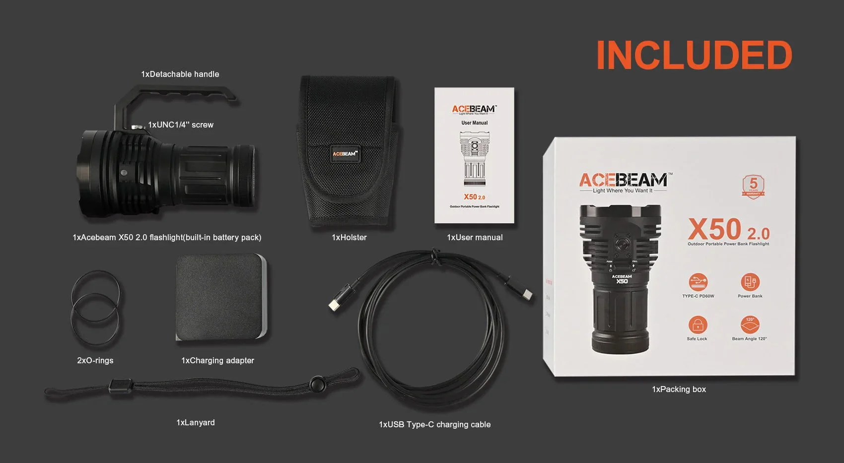 Acebeam X50 2.0 PD Power Bank Flashlight - Image 18